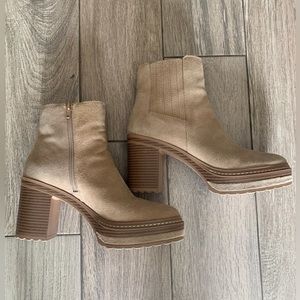 Steve Madden Platform Bootie in Sand Suede